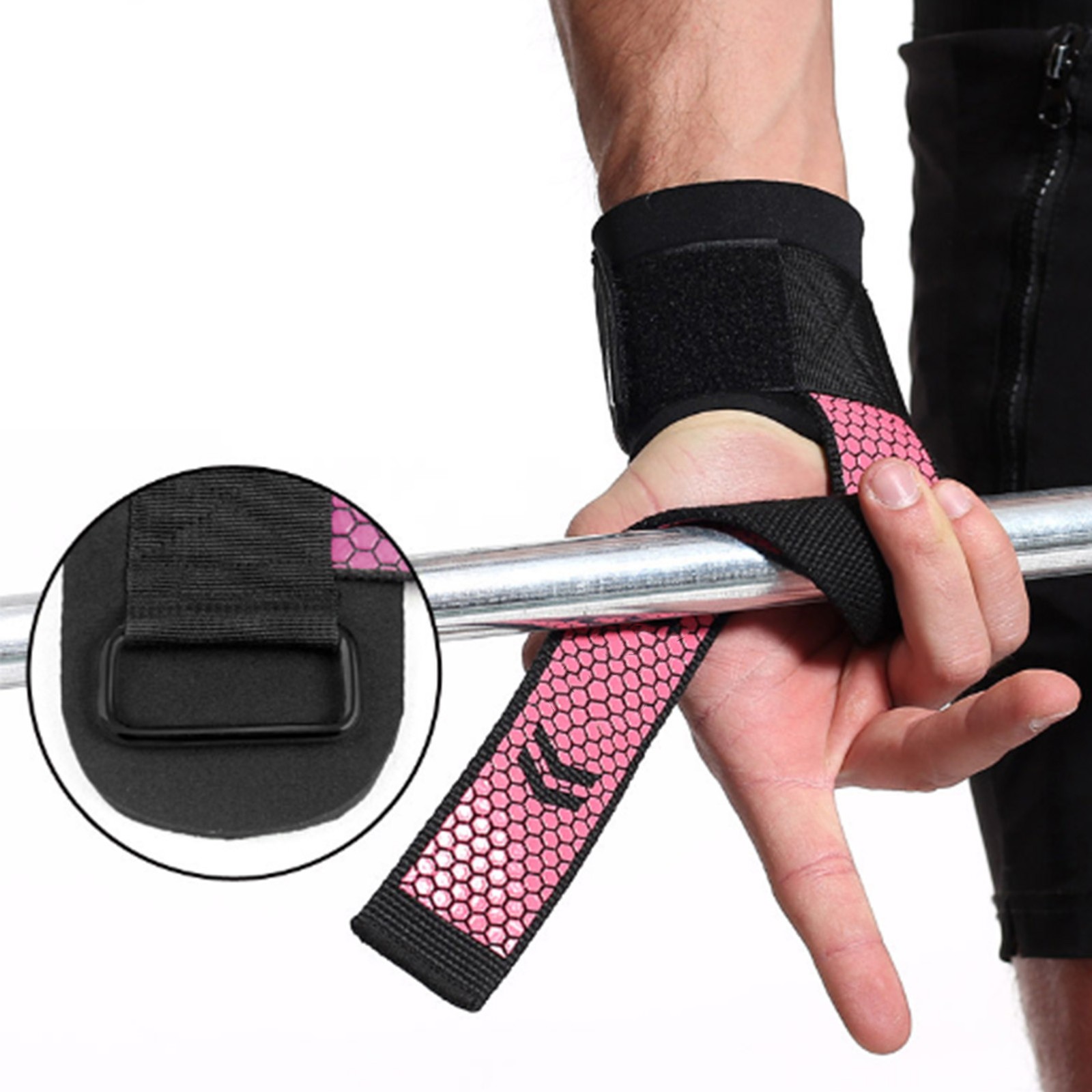 2PCS Anti Slip Weightlifting Wrist Strap For Fitness Black SCIT