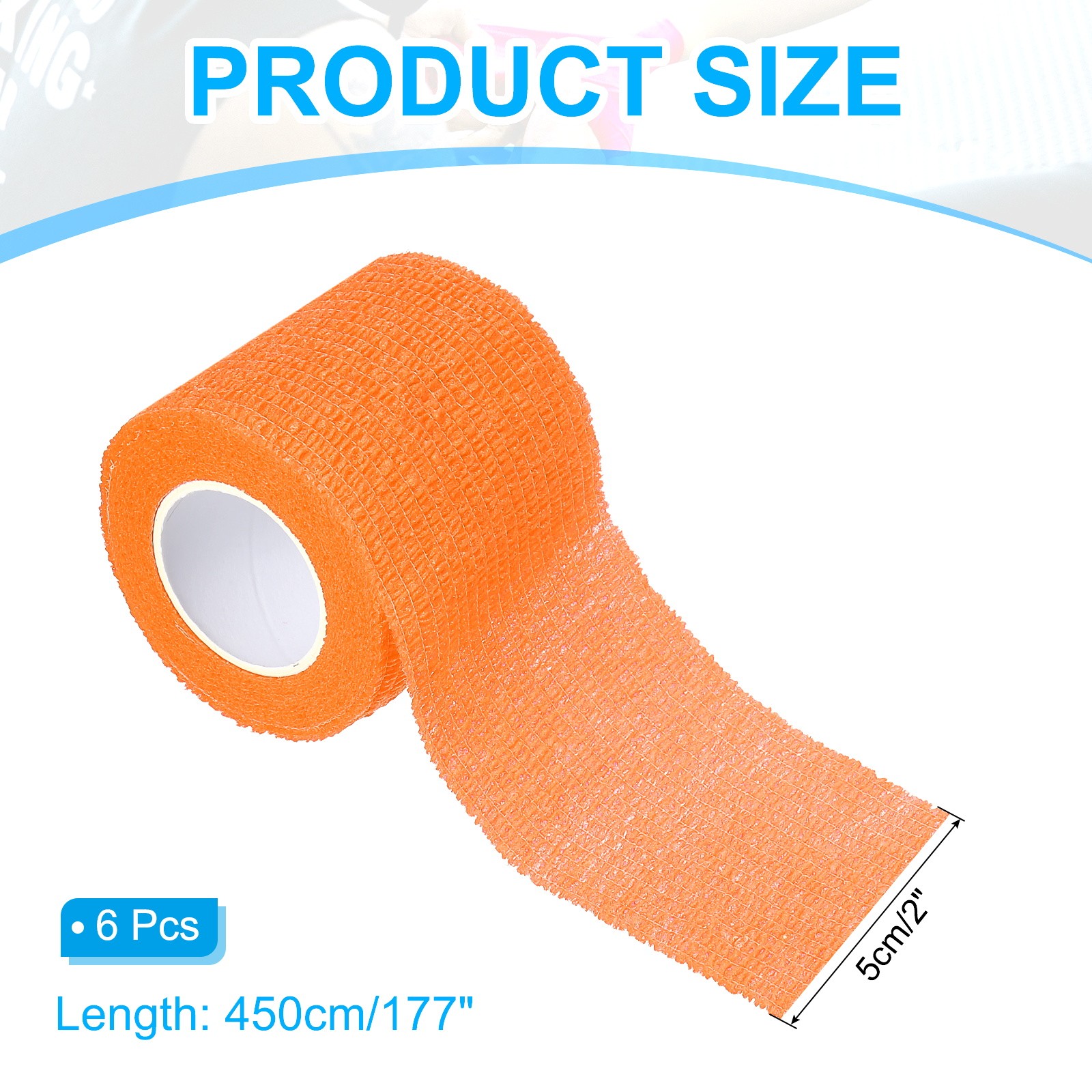 2″ x 177″ 12 Pcs Self Adhesive Bandage Wrap Elastic Self Tape Bright Orange