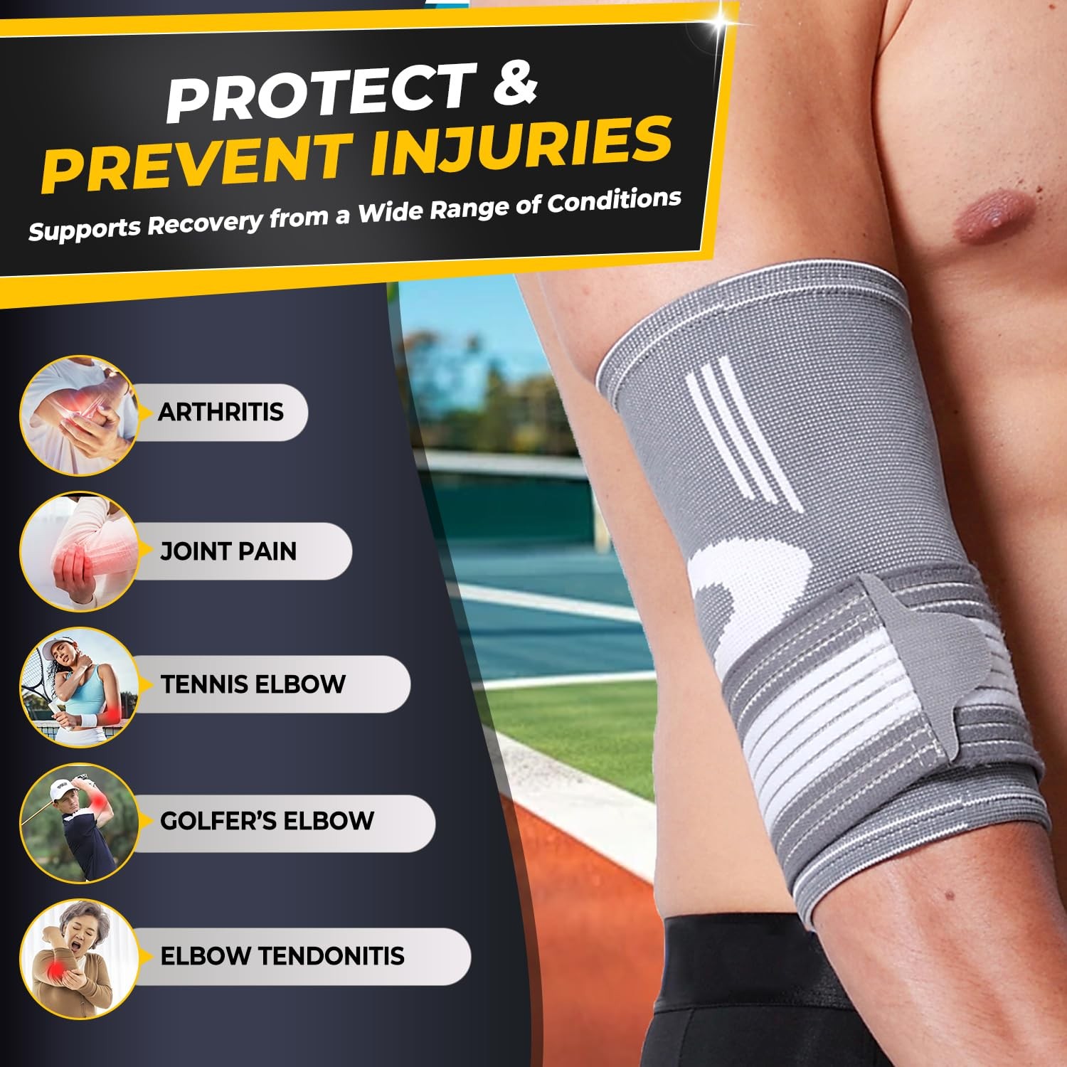 NeoTech Care Elbow Support Brace (Gray, Size M, 1 Unit) Medium, Grey