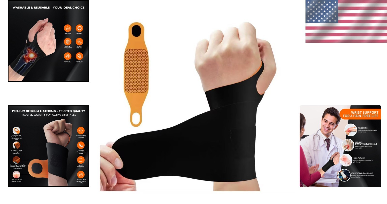 Graphene-Coated Adjustable Wrist Brace for Enhanced Support & Relief – Large