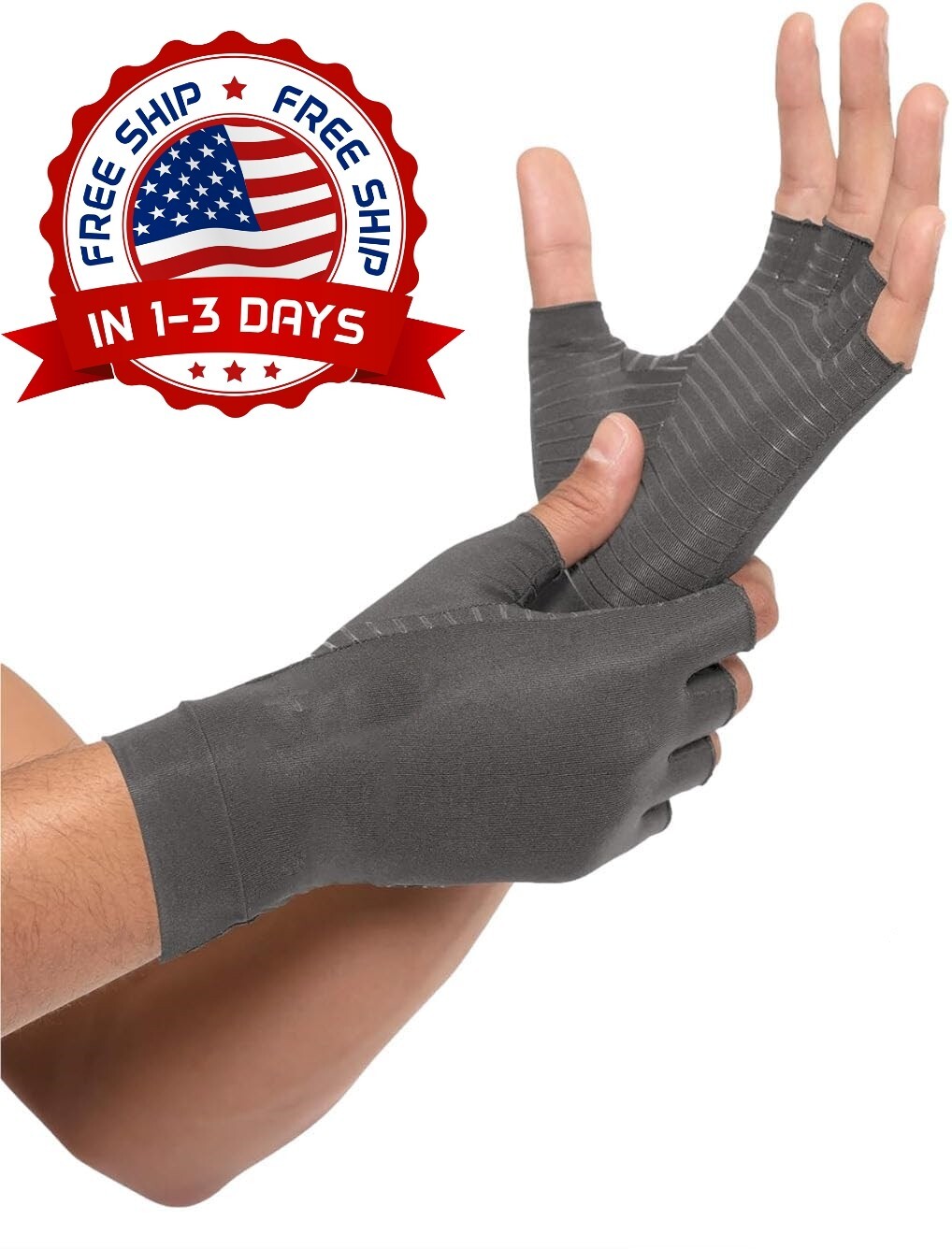 Guantes De Compresión Para El Dolor De Artritis Y Túnel Carpiano Gris XL NUEVO.