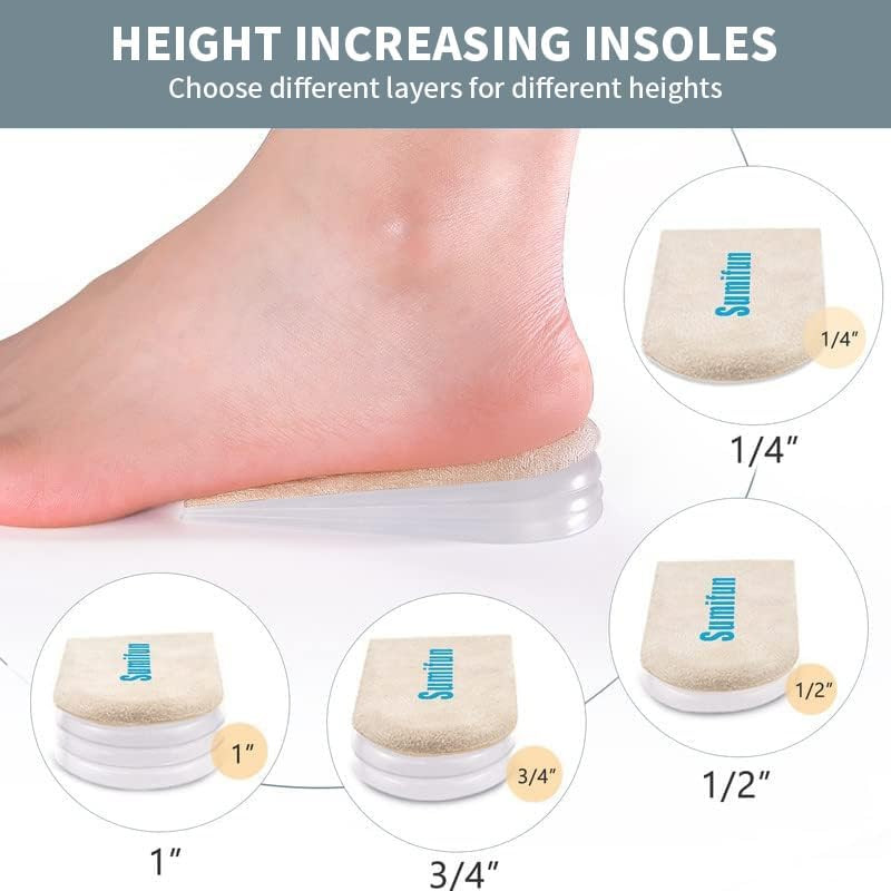 Heel Lift, 4-Layer 1 Inch Gel Shoe Lifts for Women Uneven Legs, Adjustable Ortho
