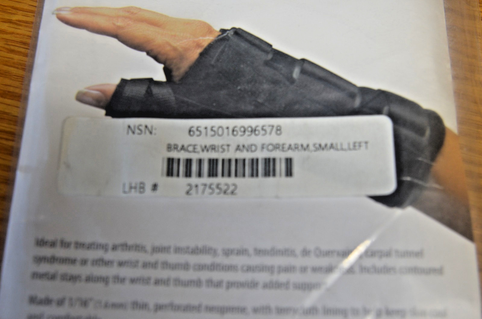 Comfort Cool D-Ring Thumb & Wrist Orthosis NC91263 R/S Long (2-B)