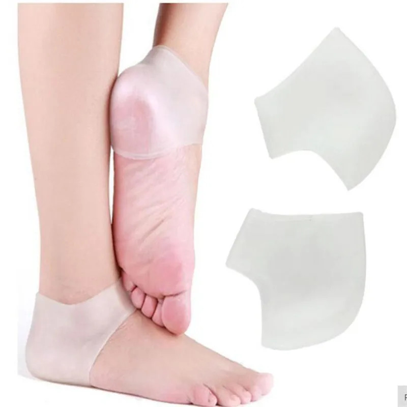 2Pcs Silicone Feet Heel Protective Insoles Moisturizing Gel Heel Thin Socks with