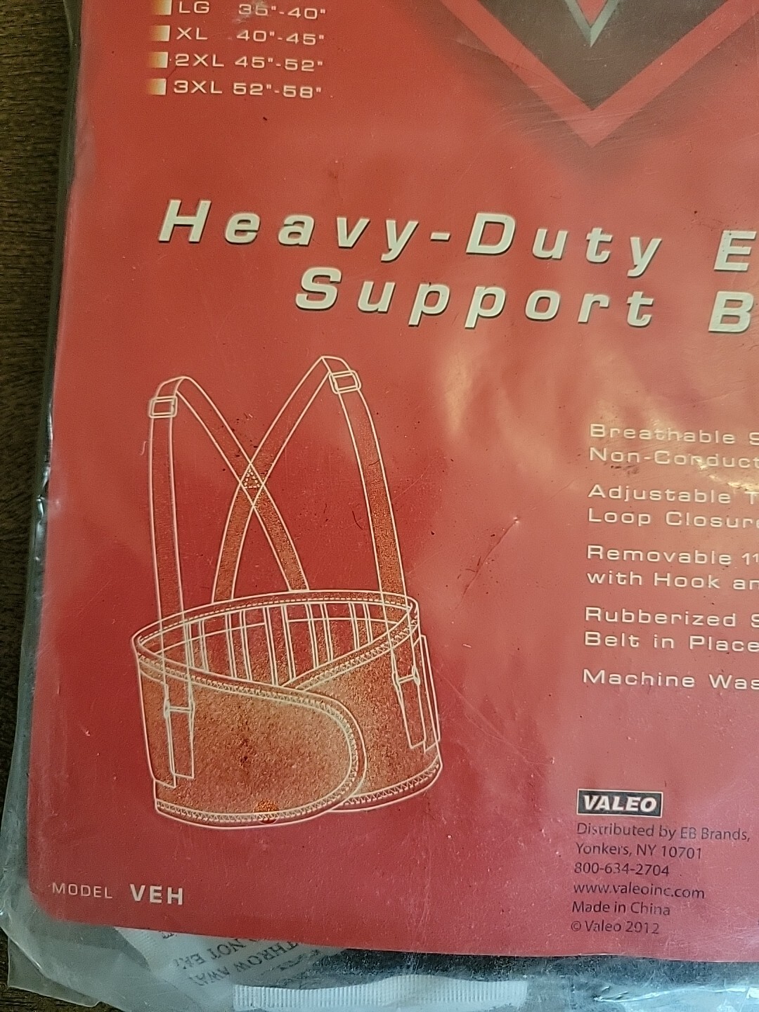 Valeo Back Brace Support – Size Medium 32″ to 44″Adjustable.see Pics And Descrip