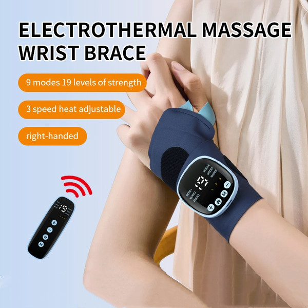 Wrist Brace Wrap w/ Heat, Massage & Remote 9 Modes/19 Lvls/3 Heat Carpal Tunnel
