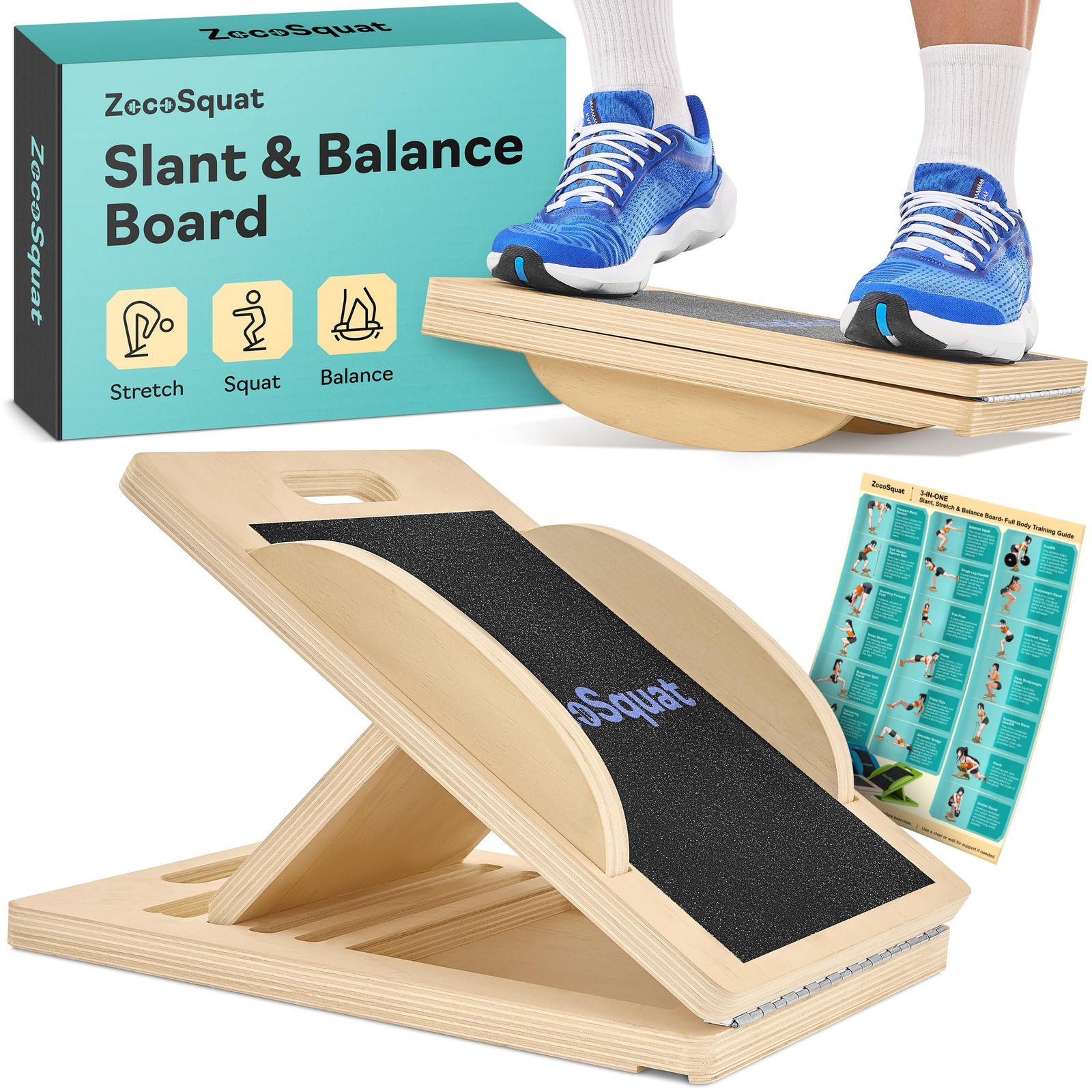 Slant Boards for Exercise – Board with 6 Incline Compact, Natural