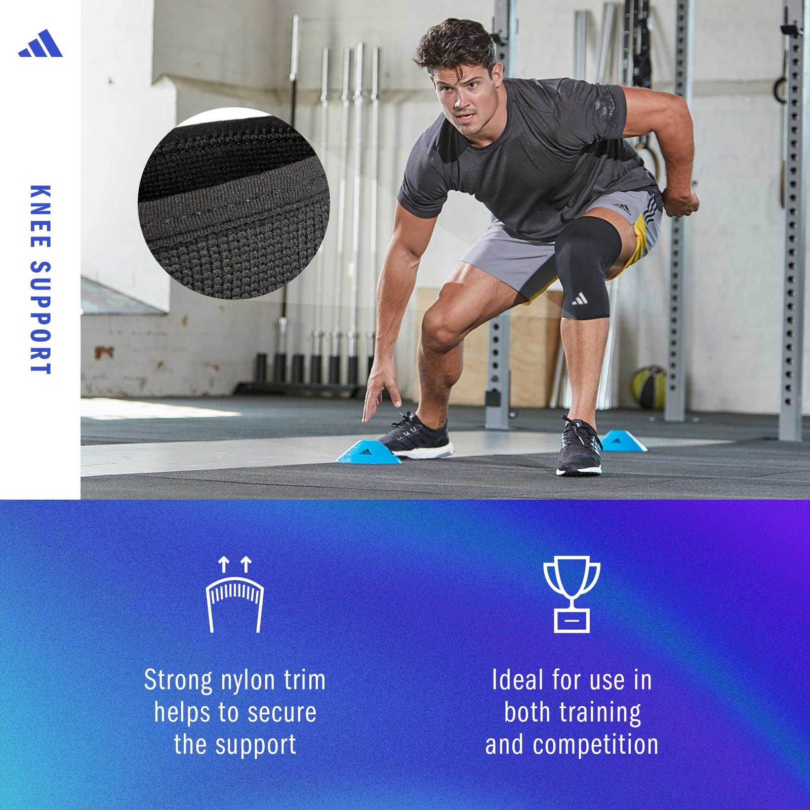 adidas Knee Support Sleeve – for Support, Large, Black (Large)