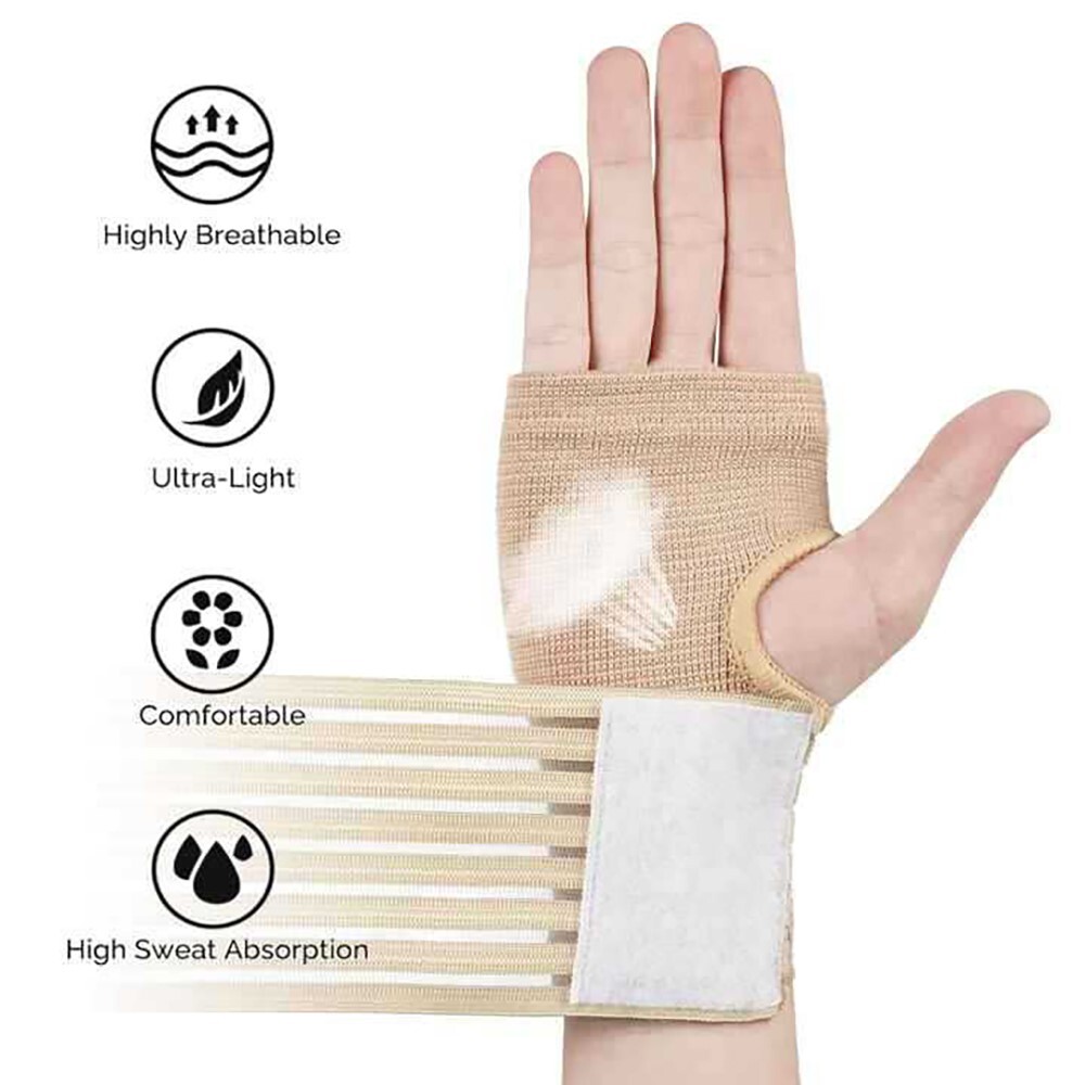 2PCS Palm Wrist Hand Support Gloves Weight Lifting Straps Elastic Sports Bandage