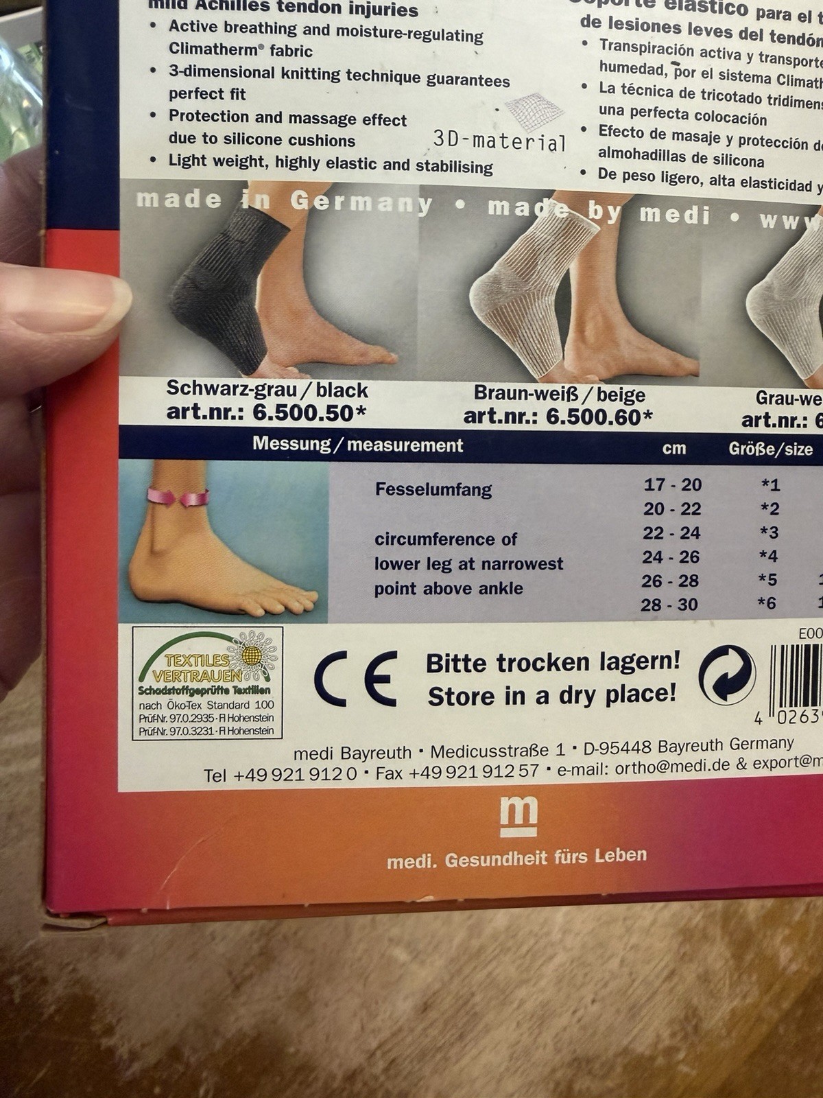 Achimed Tendon Support w/2 Anatomically Shaped Silicone Inserts Open Box Size 4