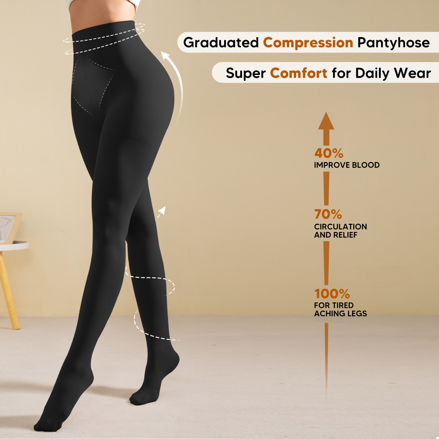 Pantyhose Compression Stockings Support Fashion Women High Leg Slimming Hip Up