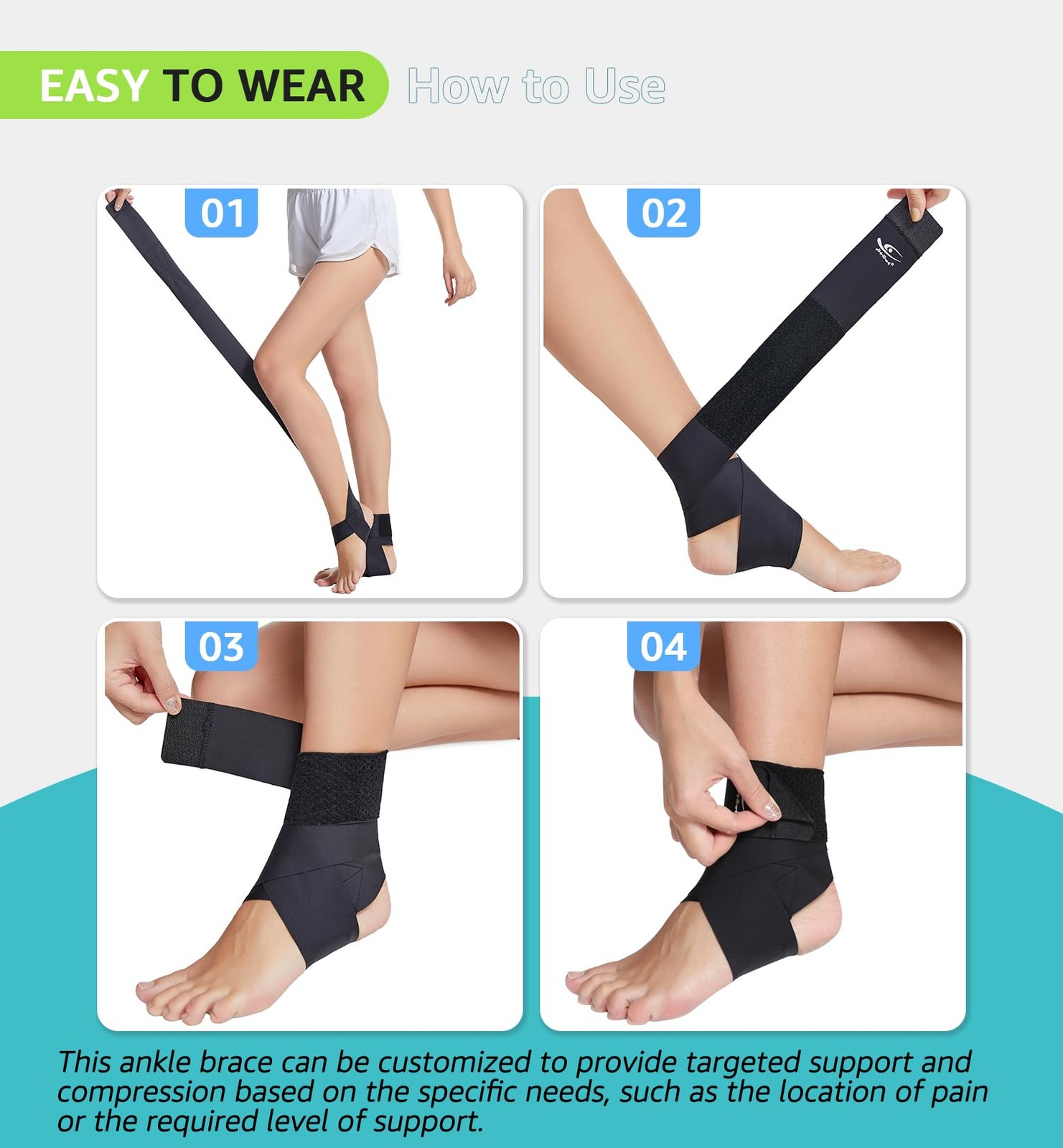 HiRui Ultrathin High-Elastic Ankle Wraps Medium (Pack of 1), Black