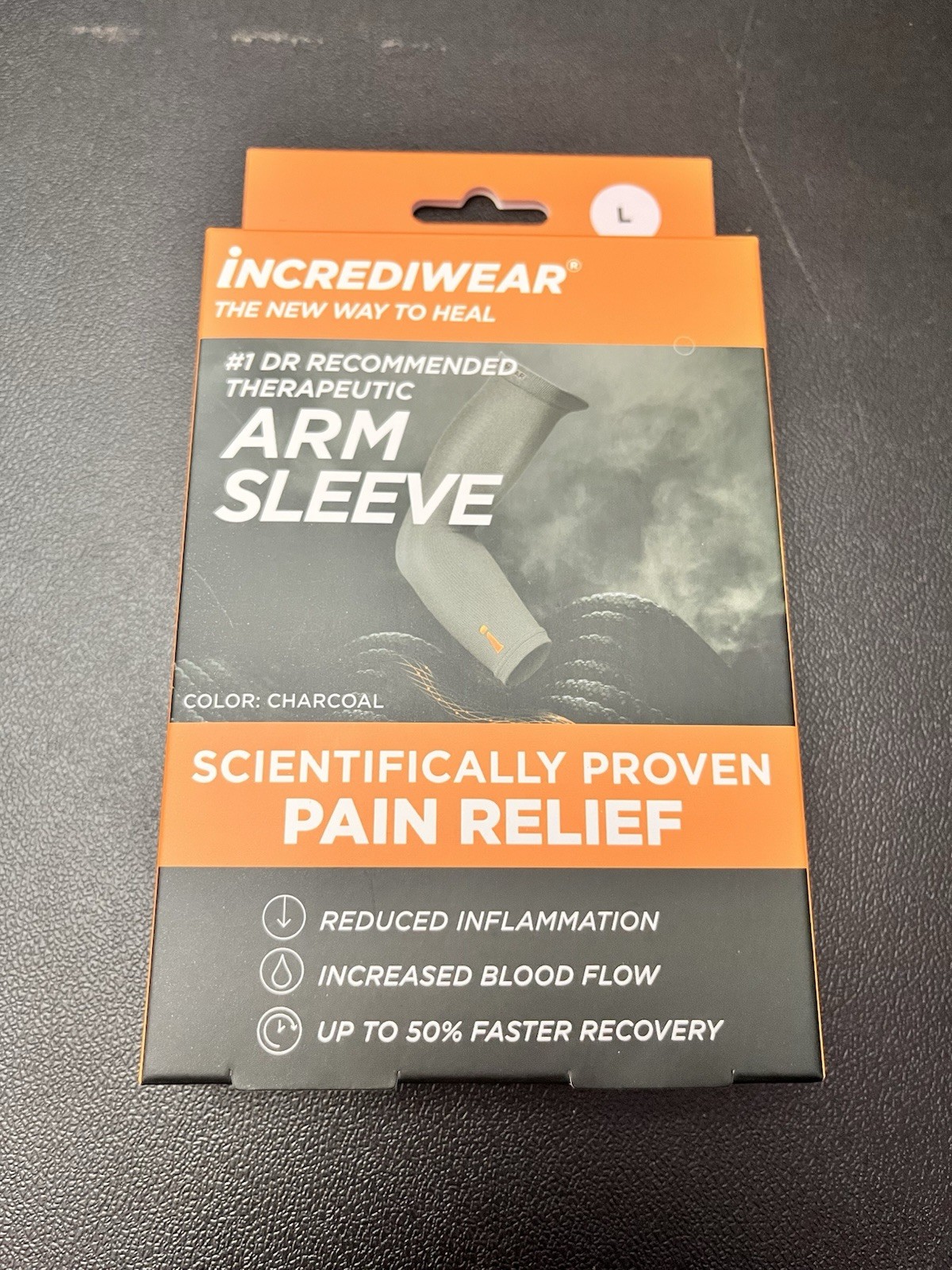 Incrediwear’s Arm Sleeve Size Large gray compression sleeve – used