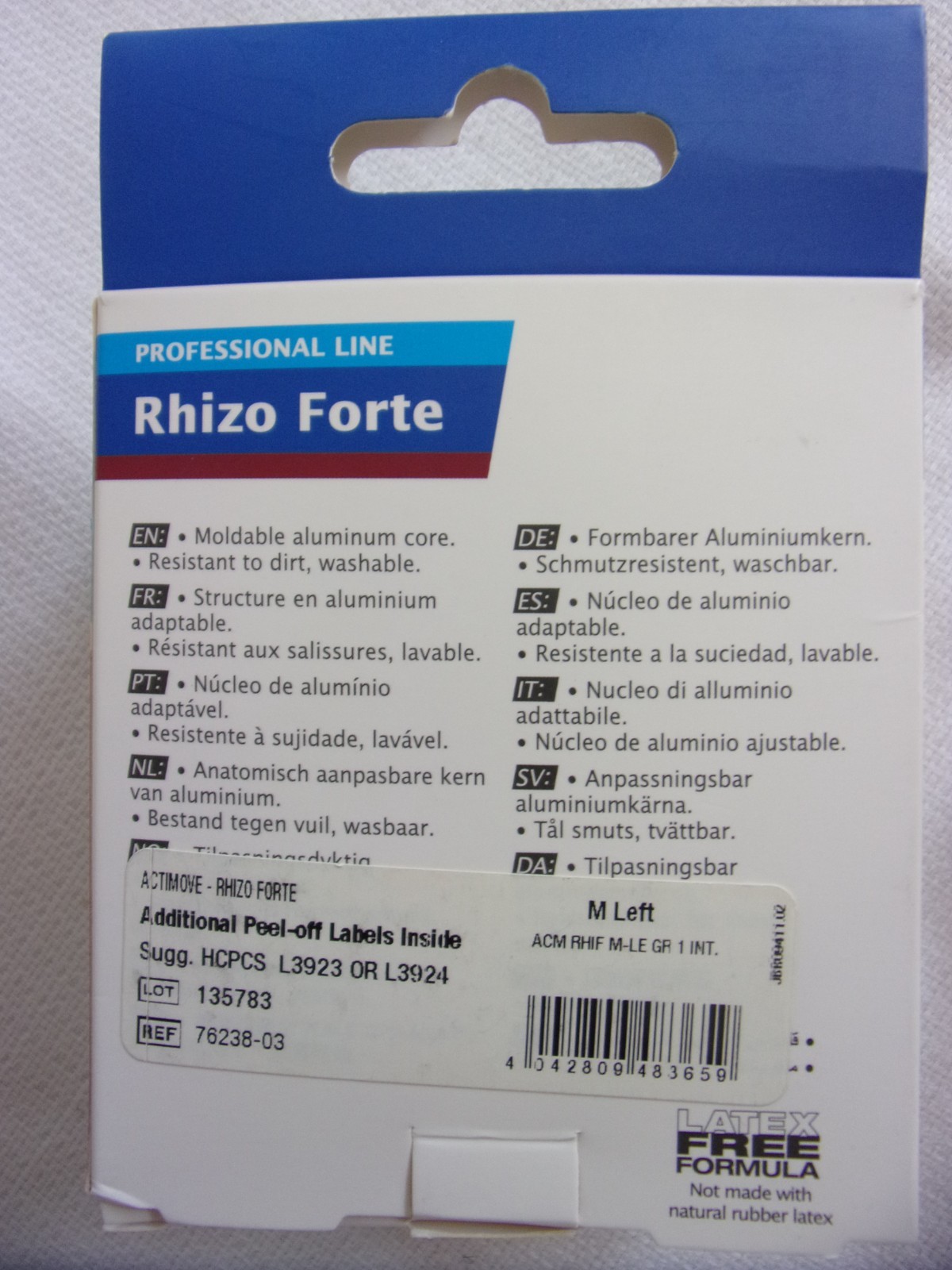 Professional Line Actimove Rhizo Forte Thumb Brace Left Gray Medium New