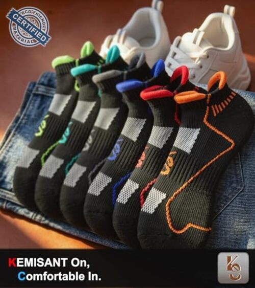 Men Athletic Ankle Socks 6-Pack, Nylon Blend 13-15 6pairs-black8915