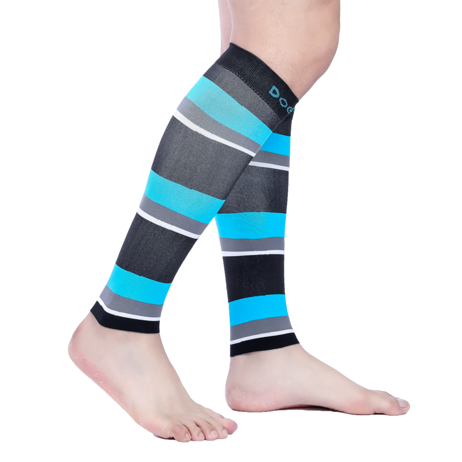 Doc Miller Calf Compression Sleeve 1Pair 20-30mmHg Varicose Vein BLK/BLU/GRY/WHT