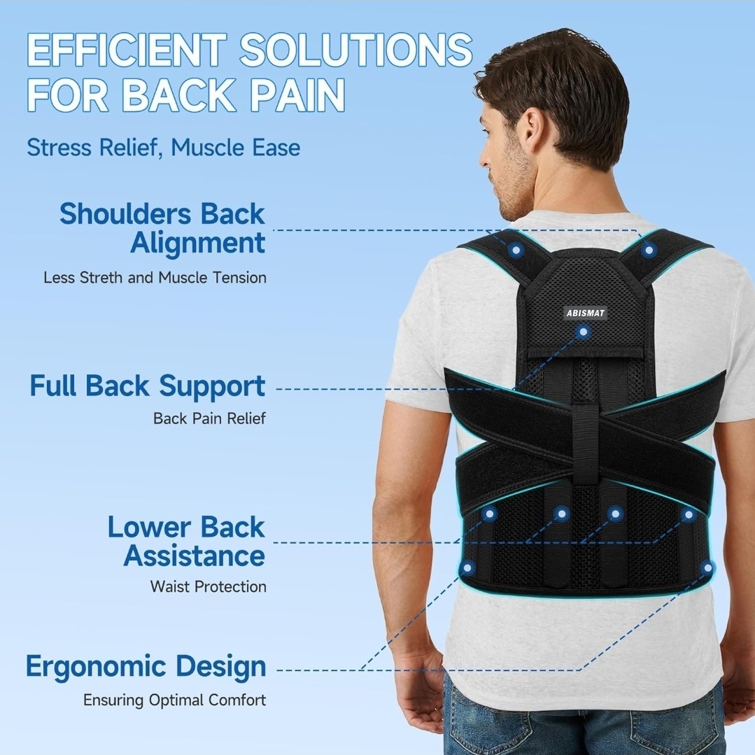 Abismat Posture Corrector Women, Men Back Brace Support Upper & Lower Back Large