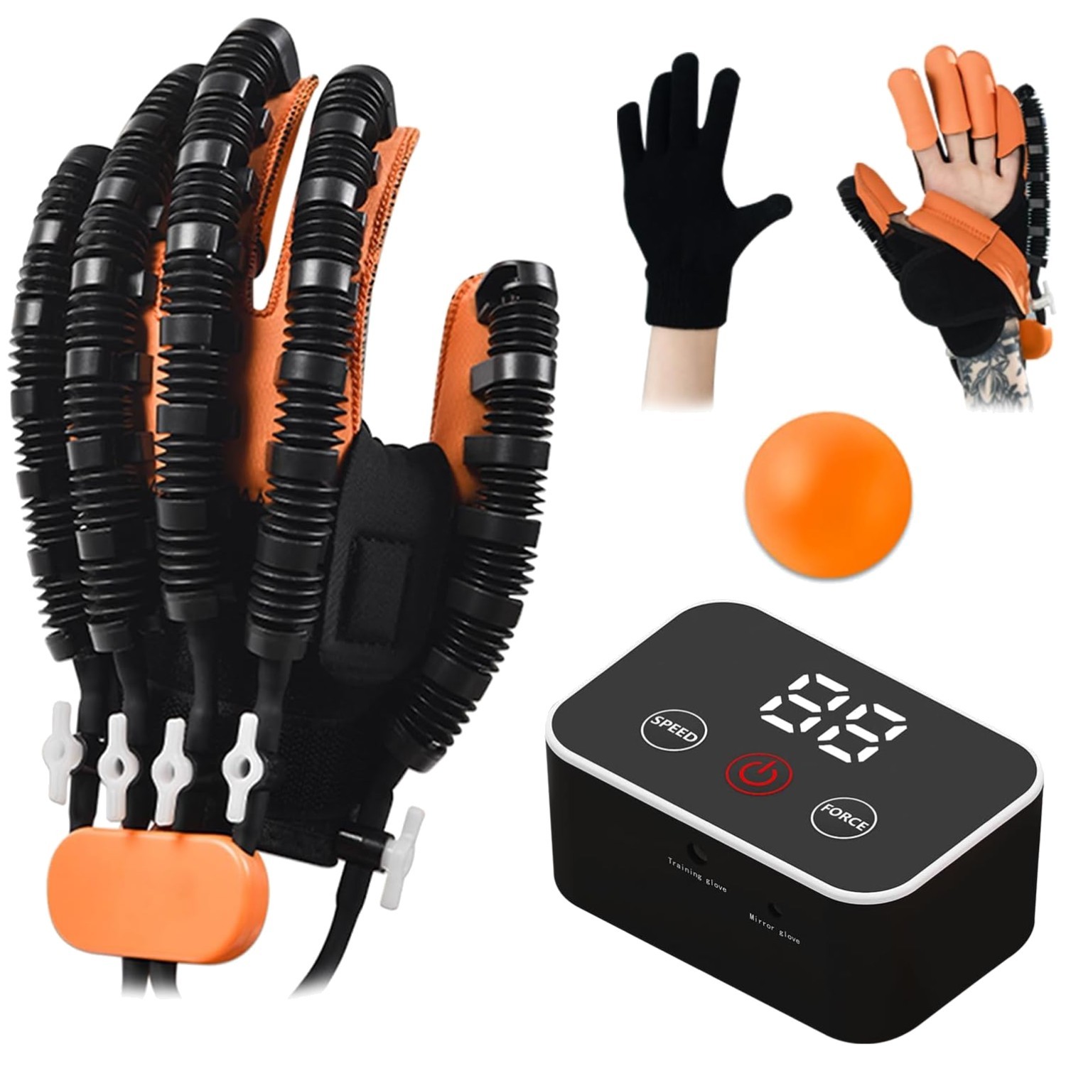 Orange Rehab Robot Gloves for Stroke Recovery – Right Hand L