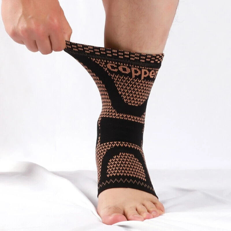 Copper Infused Ankle Support Compression Sleeve for Pain Relief Sprained Ankle–