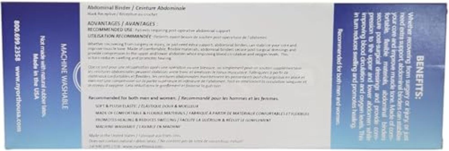 Post Surgery Abdominal Binder (Fits 45-60 Inch (Pack of 1) 2 Panel – 6″ High