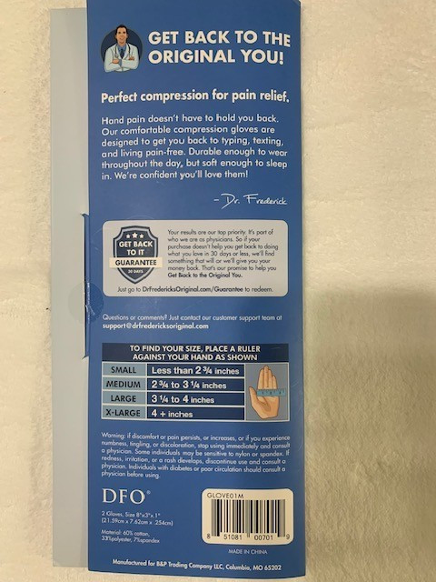 Dr. Frederick’s Arthritis Compression Gloves Medium Non-Grippy New in Package