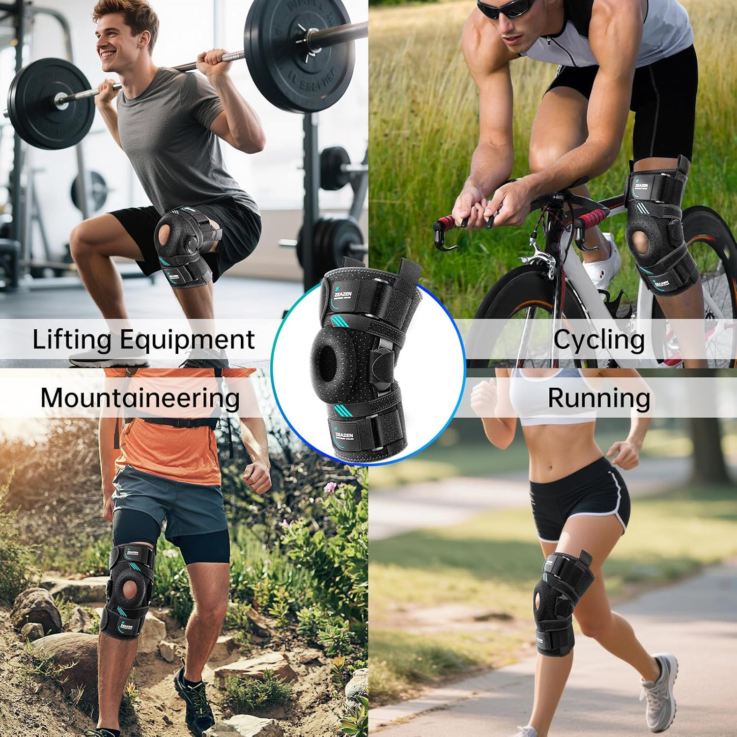 Hinged Knee Brace with Dual Metal Side Stabilizers & Patella Support – Adjustabl