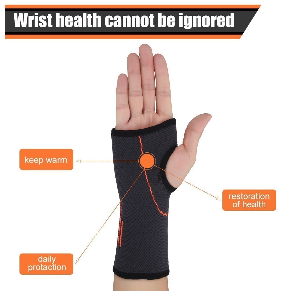 1pc Black Unisex Sports Nylon Wrist Support Sleeve Protector Guard Protective