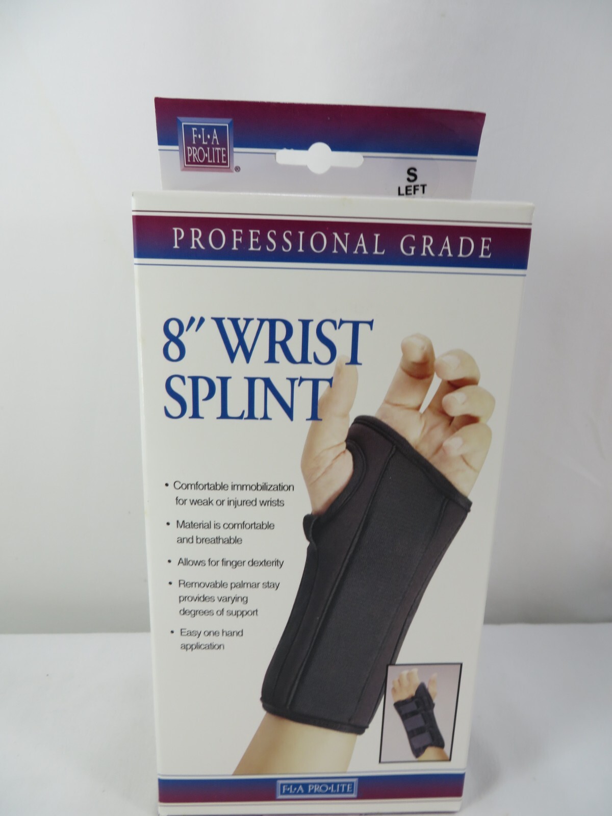 FLA Pro Lite LEFT Hand SMALL Pro-Lite Professional Grade 8″ Wrist Splint Black