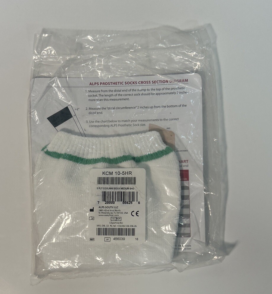 ALPS Prosthetic Sock With Hole, Size Medium/Short, Ply 5
