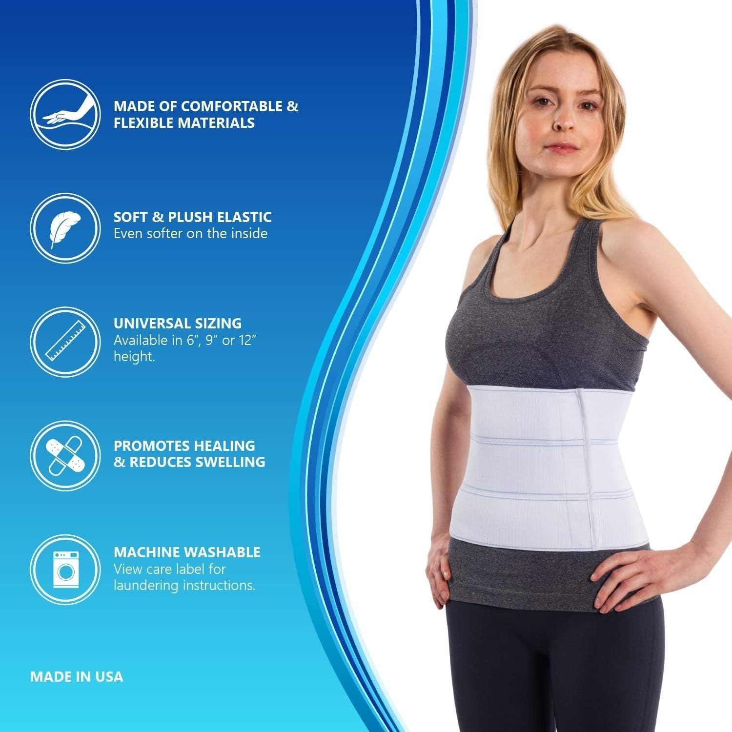 Customizable Abdominal Binder for Post-Surgery Recovery – 30-45 Inch Size Range