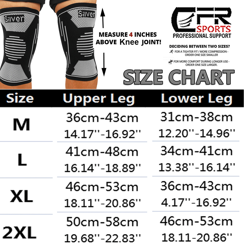 CFR Knee Sleeves Copper Silver Compression Brace Support Sport Joint Injury Pain
