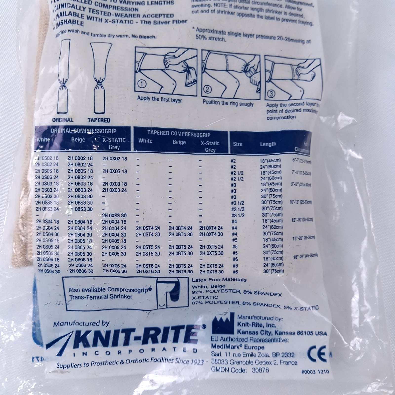Knit-Rite Compressogrip Prosthetic Shrinker 2H0B0530 Beige 5×30 NEW
