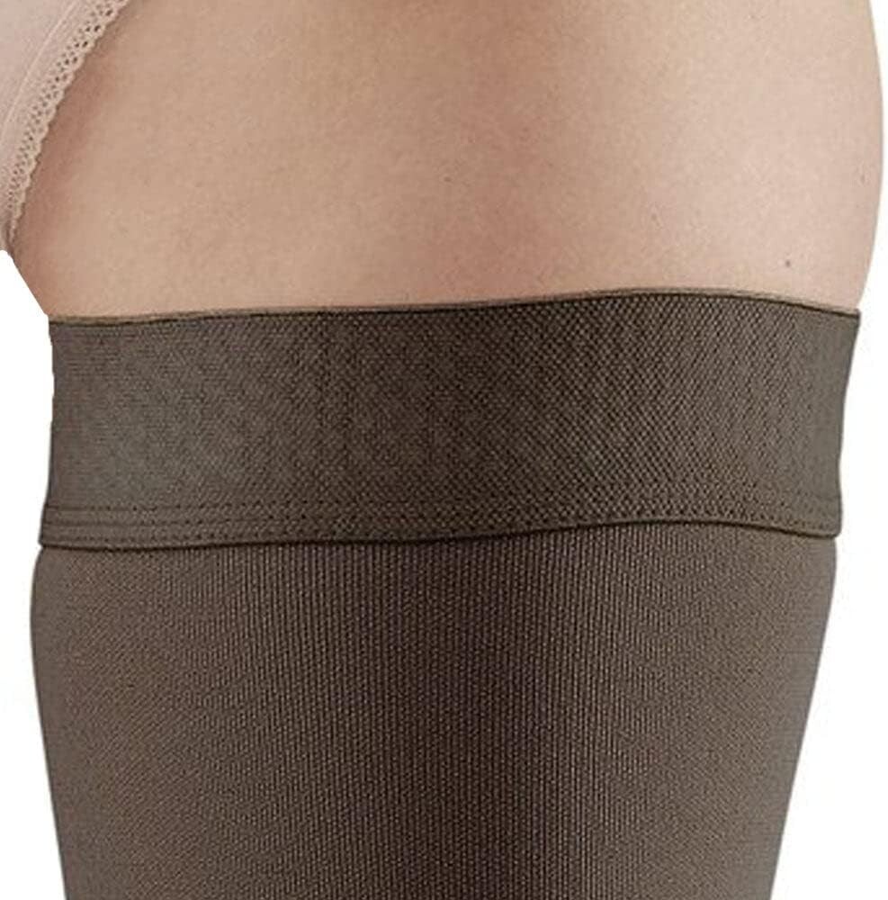 NEW 20-30 mmHg Compression Stockings ~ Unisex ~ Thigh High, Dot Top ~ Black ~ M