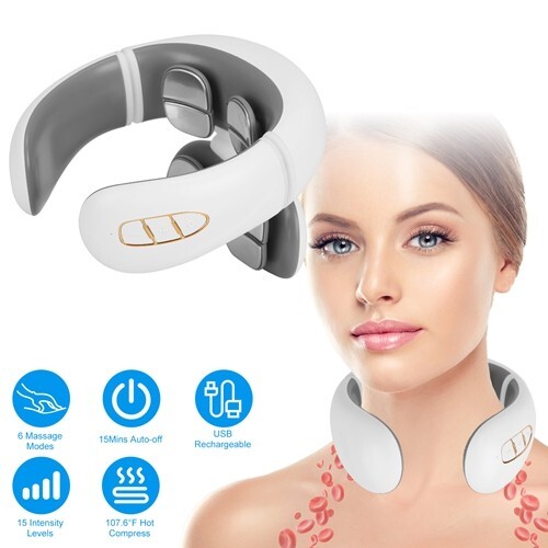Remote Electronic Neck Massager with Heat Cervical Neck Rechargeable