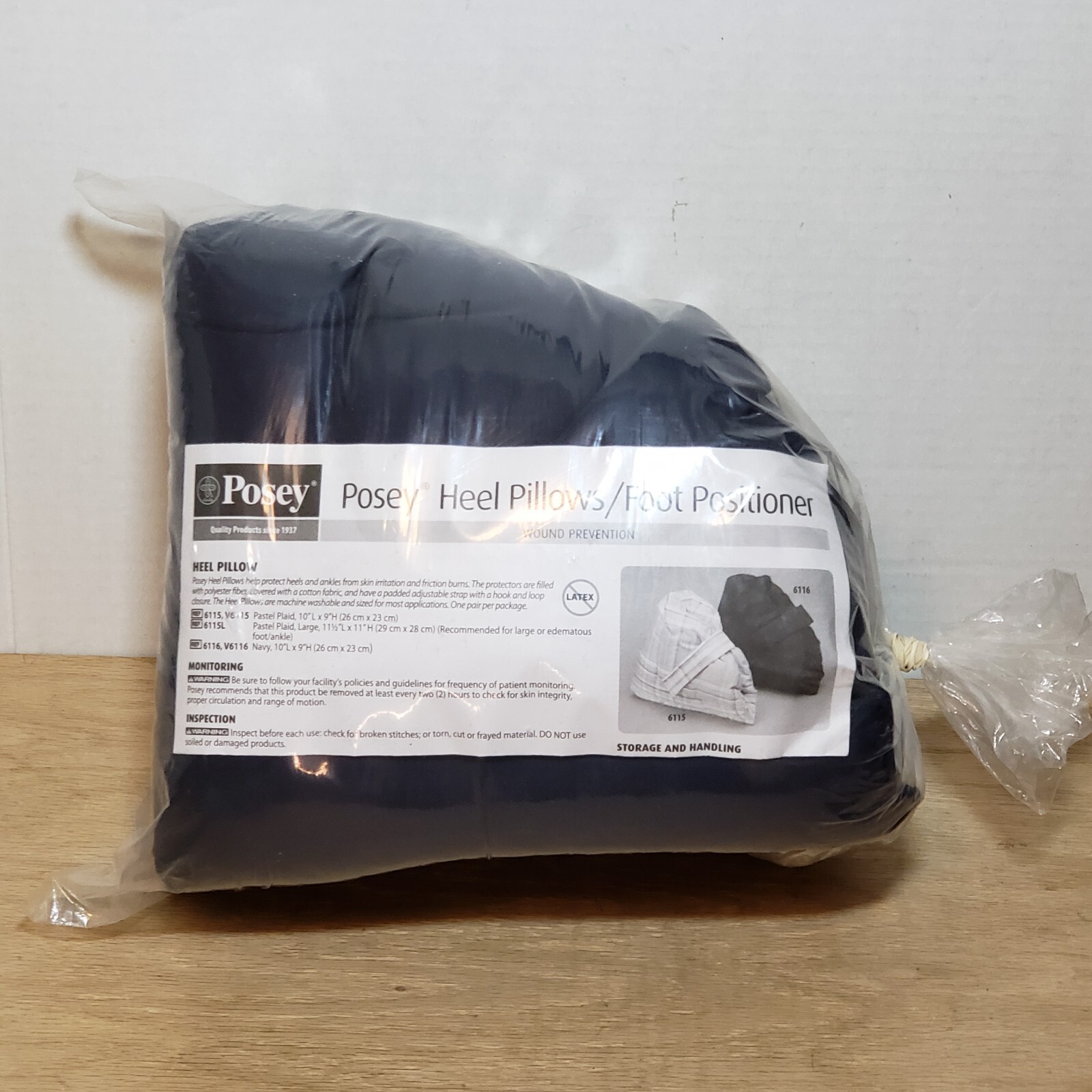 Pair of Posey Plaid Heel Pillows Foot Positioner Wound Prevention Blue 6116 USA