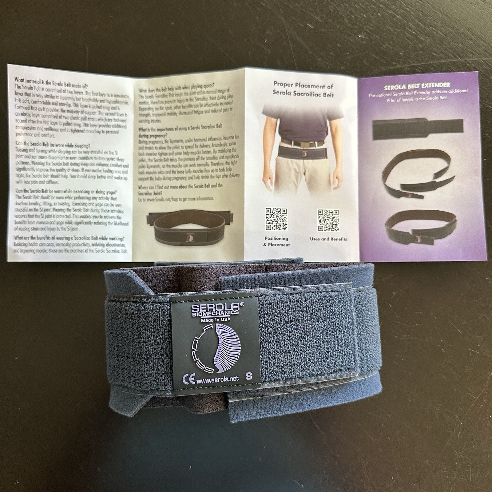 Serola Biomechanics Sacroiliac Belt Stabilization Compression Small Blue