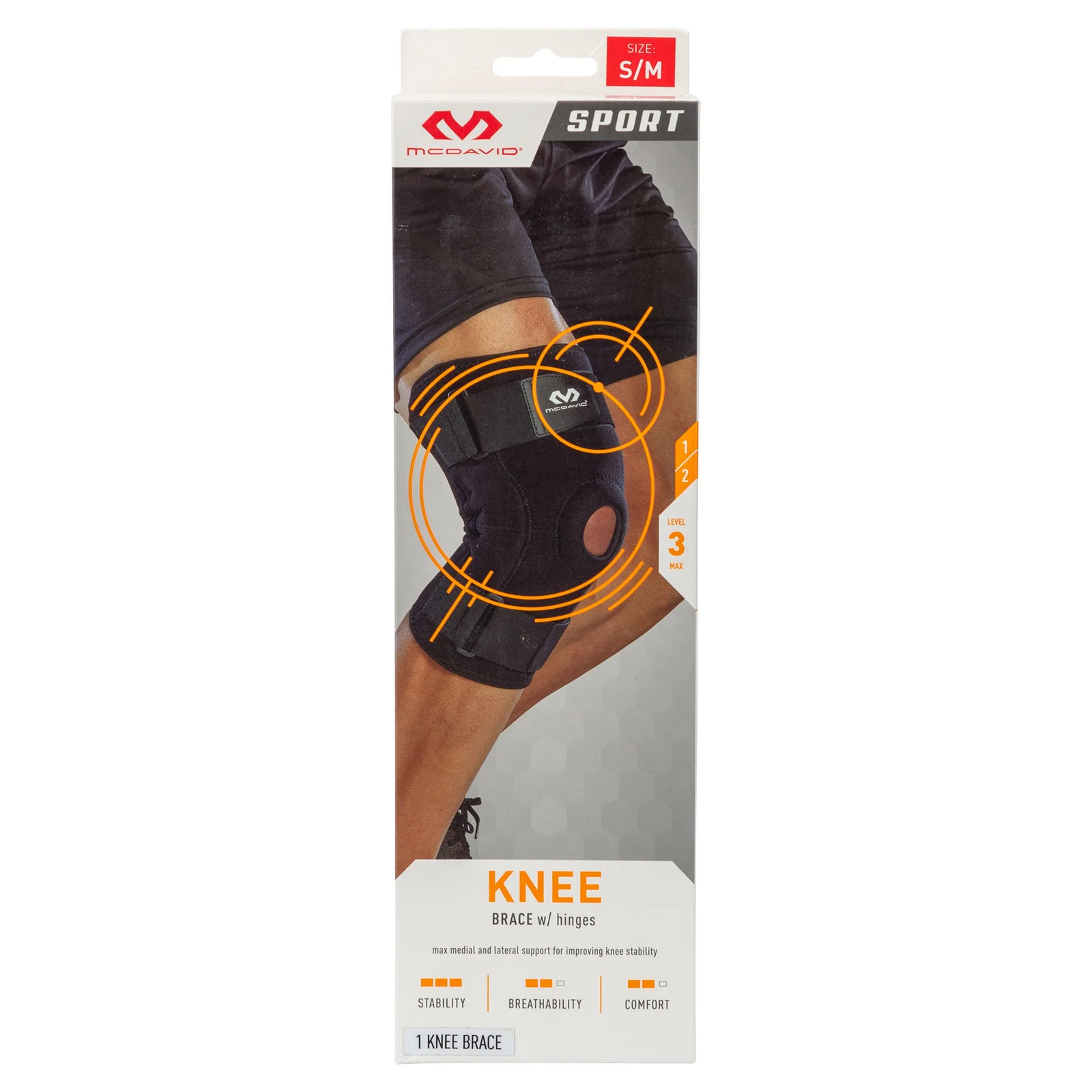 Knee Brace With Dual Hinges, Black, Adult Small/Medium