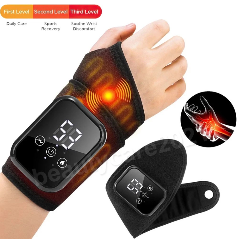 Cordless Hand Wrist Massager Pain Relief with 3 Heat Levels & 3 Vibration Modes