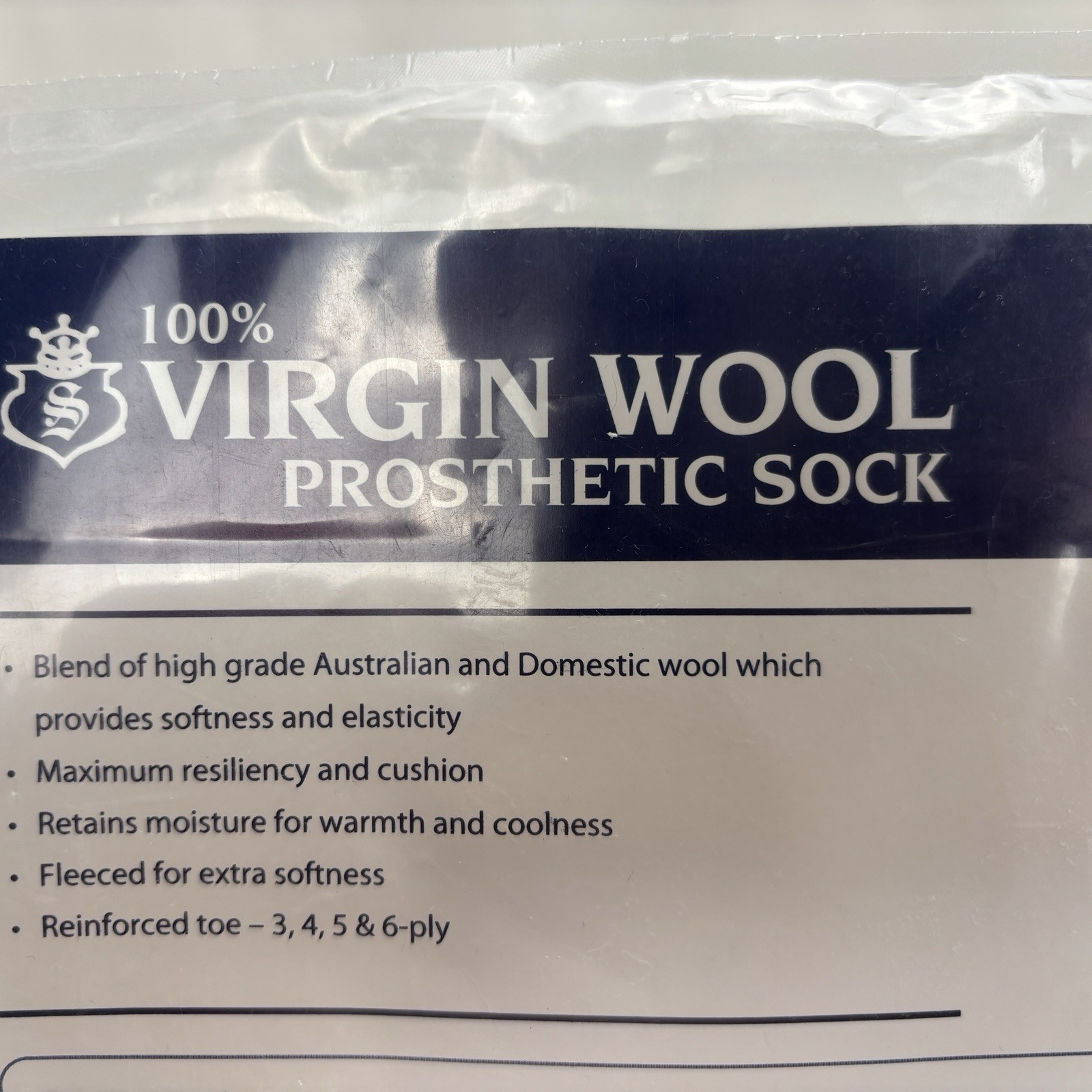 2 NEW – Knit-Rite 100% Virgin Wool Prosthetic Sock 1 Ply 8″ Top 5” Toe x 10 USA