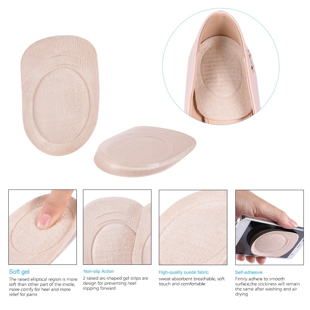 2 Pairs Gel Heel Lifting Insoles Cushion Foot Protector Shoe Pad Foot Care T DSO