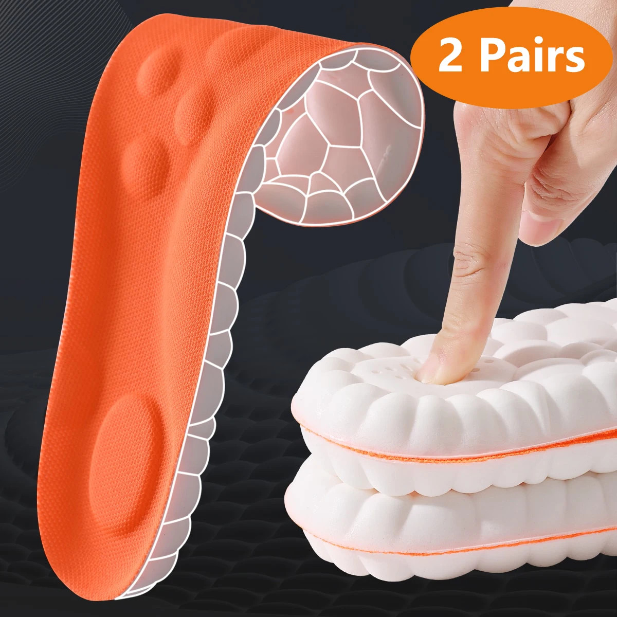 1/2/4pairs Latex Sport Insoles Soft High Elasticity Shoe Pads Orthotic Breathabl