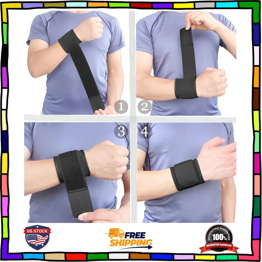 2 Pack Adjustable Wrist Support Braces for Weightlifting Carpal Tunnel Black