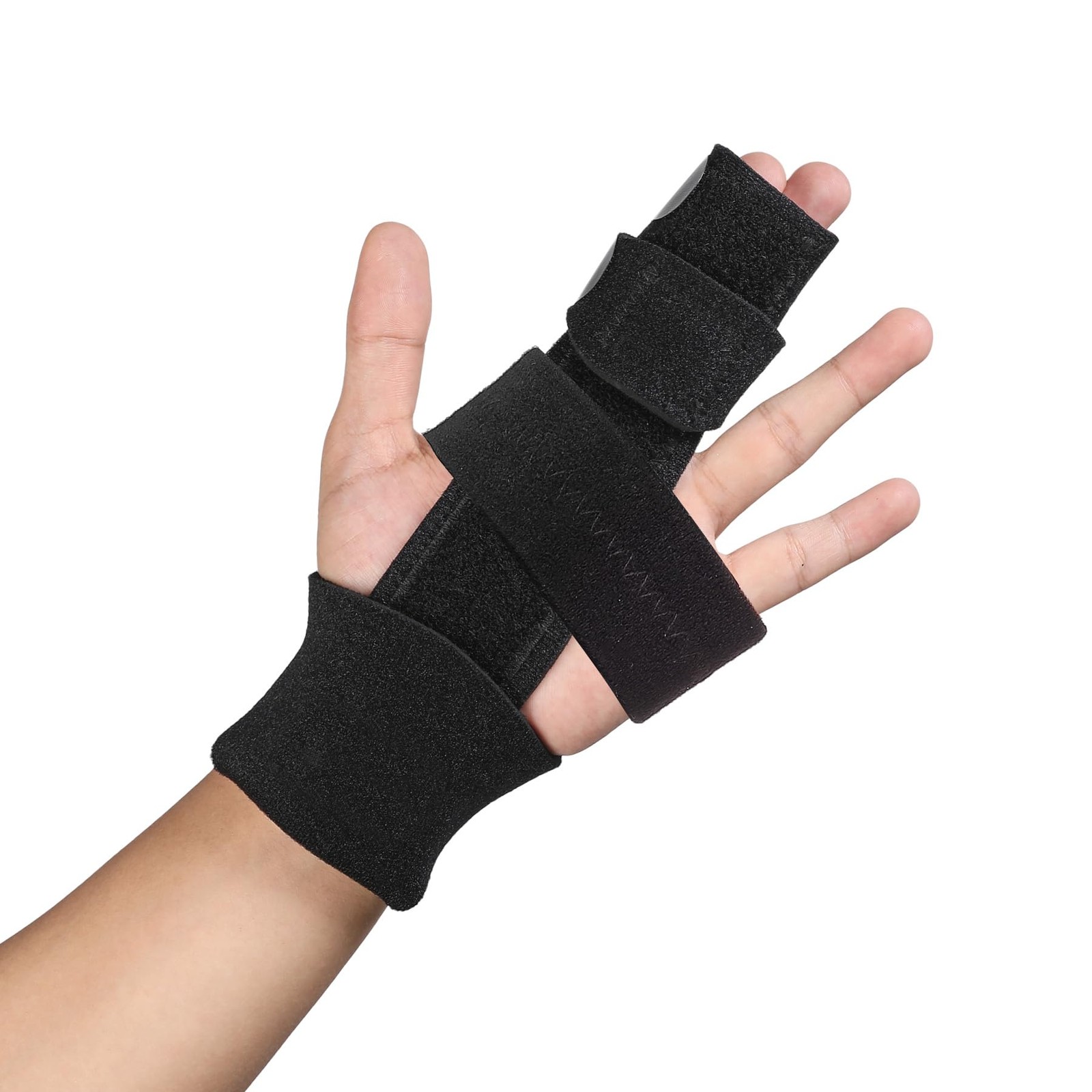 2 Finger Splint, Adjustable Brace, Metal Support L/XL, Black