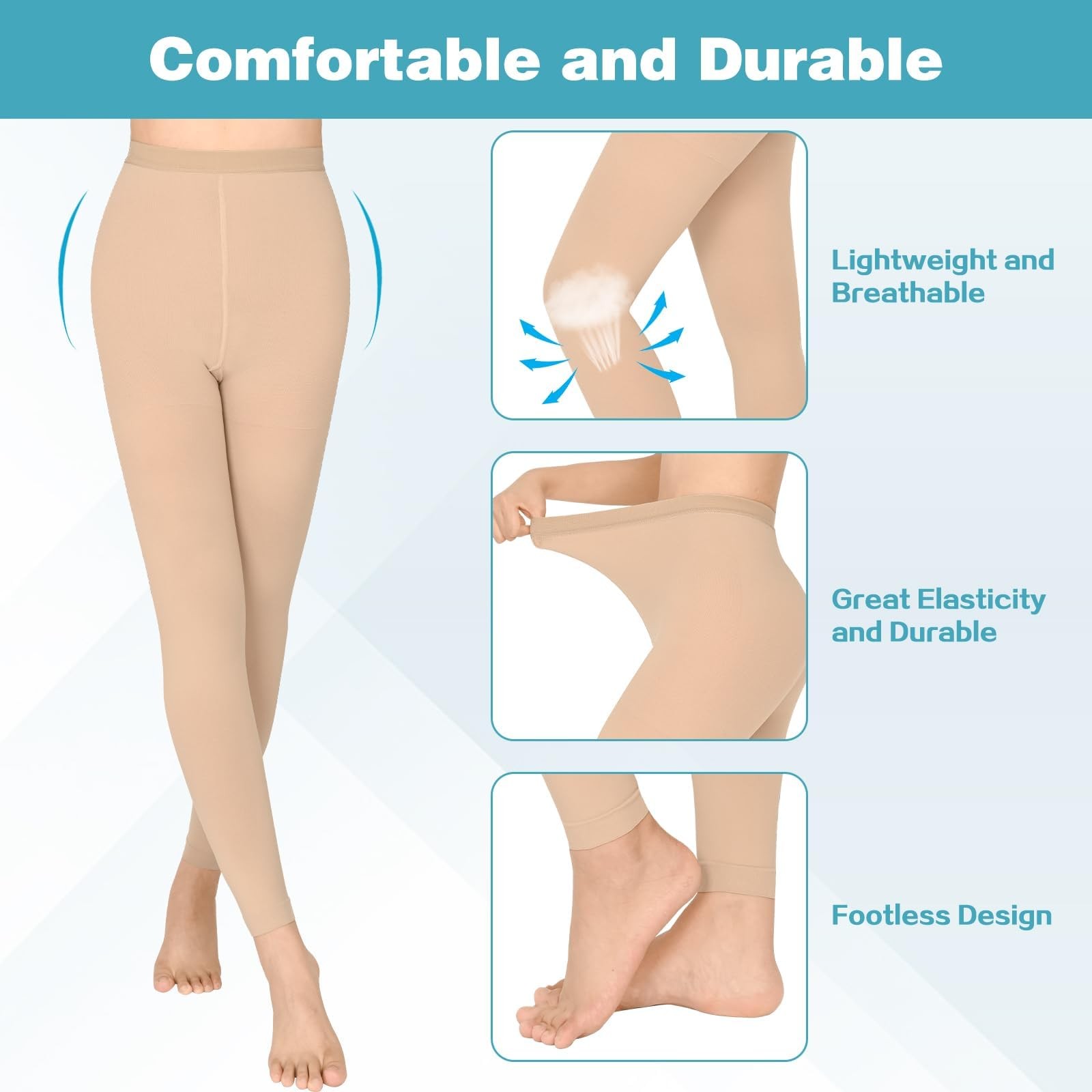 20-30 mmHg Compression Pantyhose for Women, Closed Toe Medical Compression St…