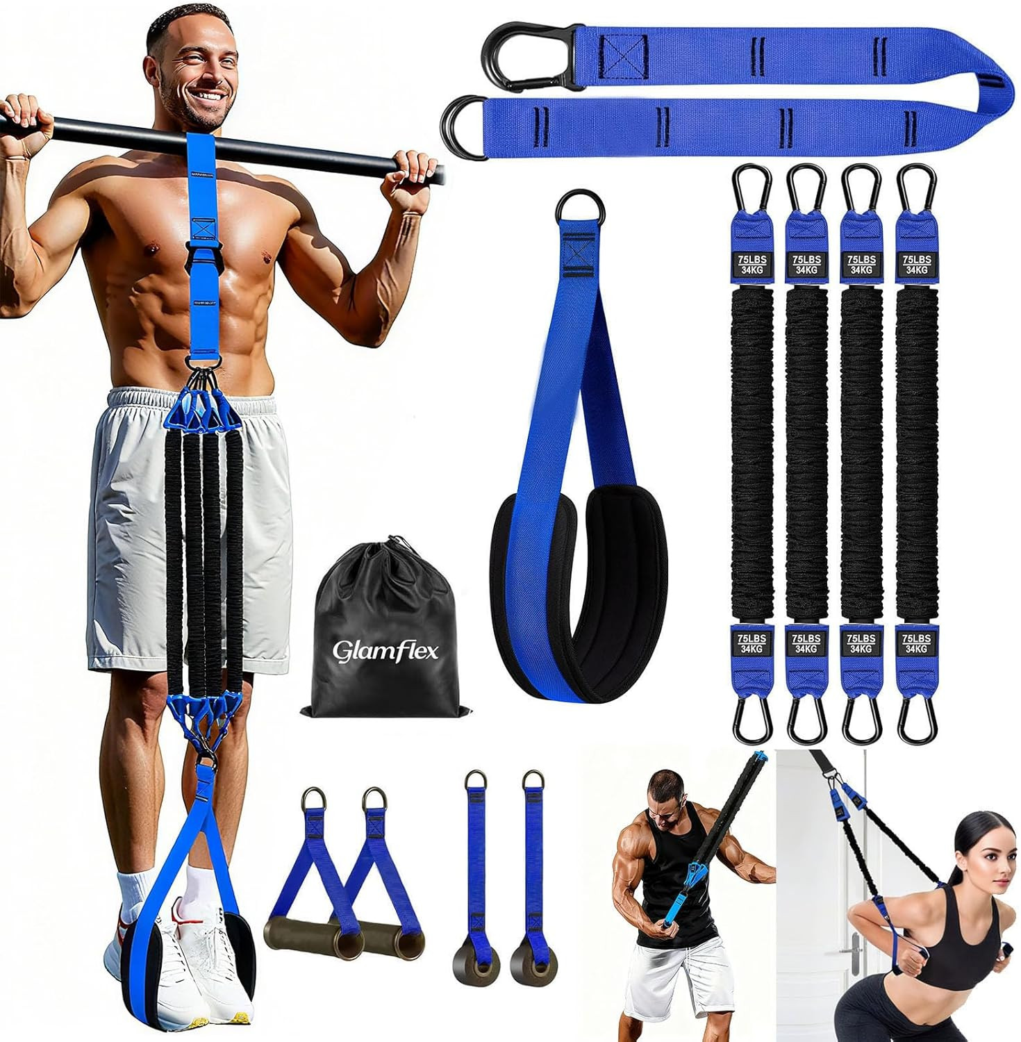 Adjustable Heavy Duty Pull up Assistance Bands with Fabric Feet and Knee Rest –