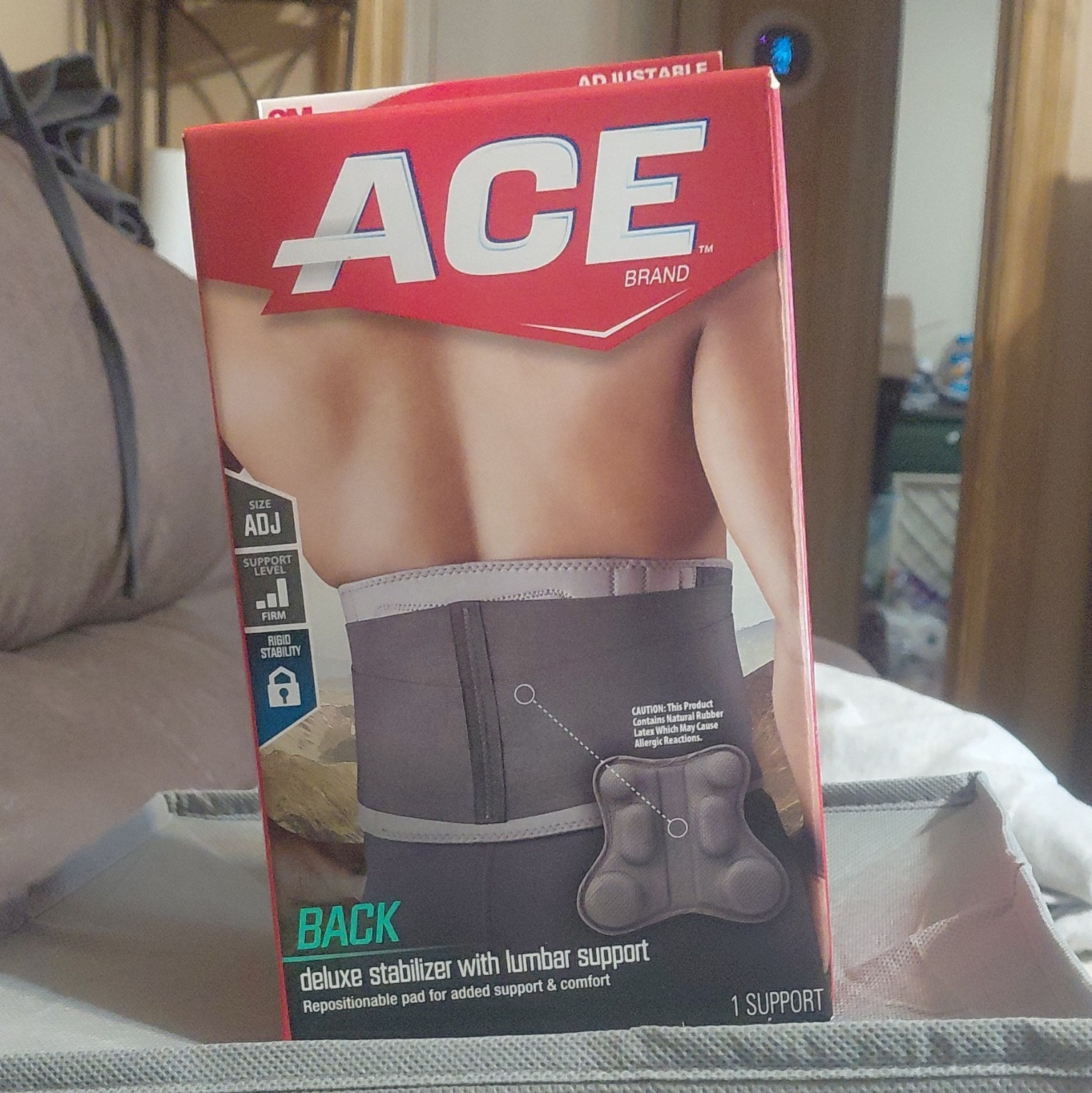 ACE Deluxe Back Stabilizer Brace w/ Lumbar Support, Adjustable, Gray, Pads
