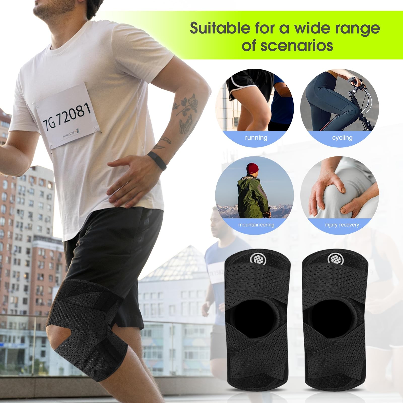 Knee Brace for Women Men Breathable Compression Knee Support with Side Stabi…