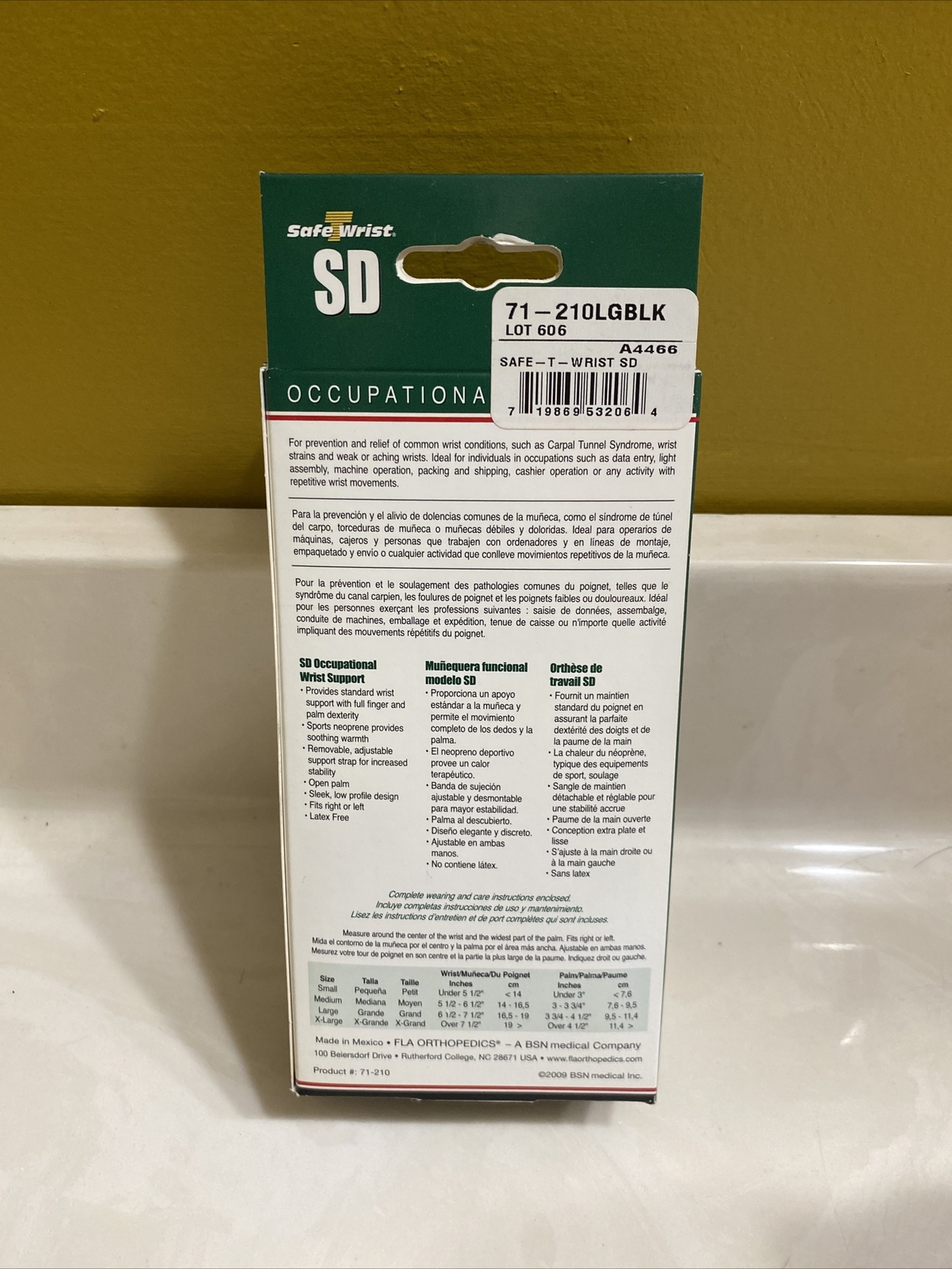 Large SAFE-T-WRIST STANDARD DUTY WRIST SUPPORT LARGE