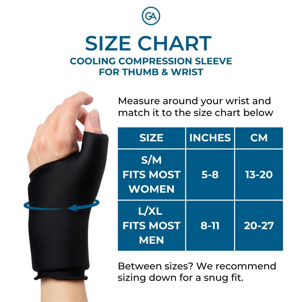 Cooling Compression Sleeve For Thumb and Wrist Pain (Jet Black, Large-Extra L…