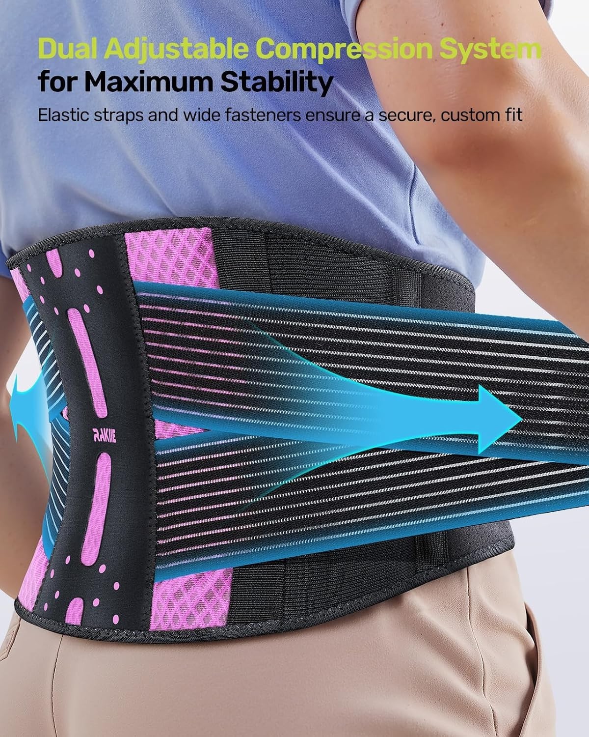 Lightweight Ergonomic Back Support Brace for Pain Relief – Breathable & Pink XXL
